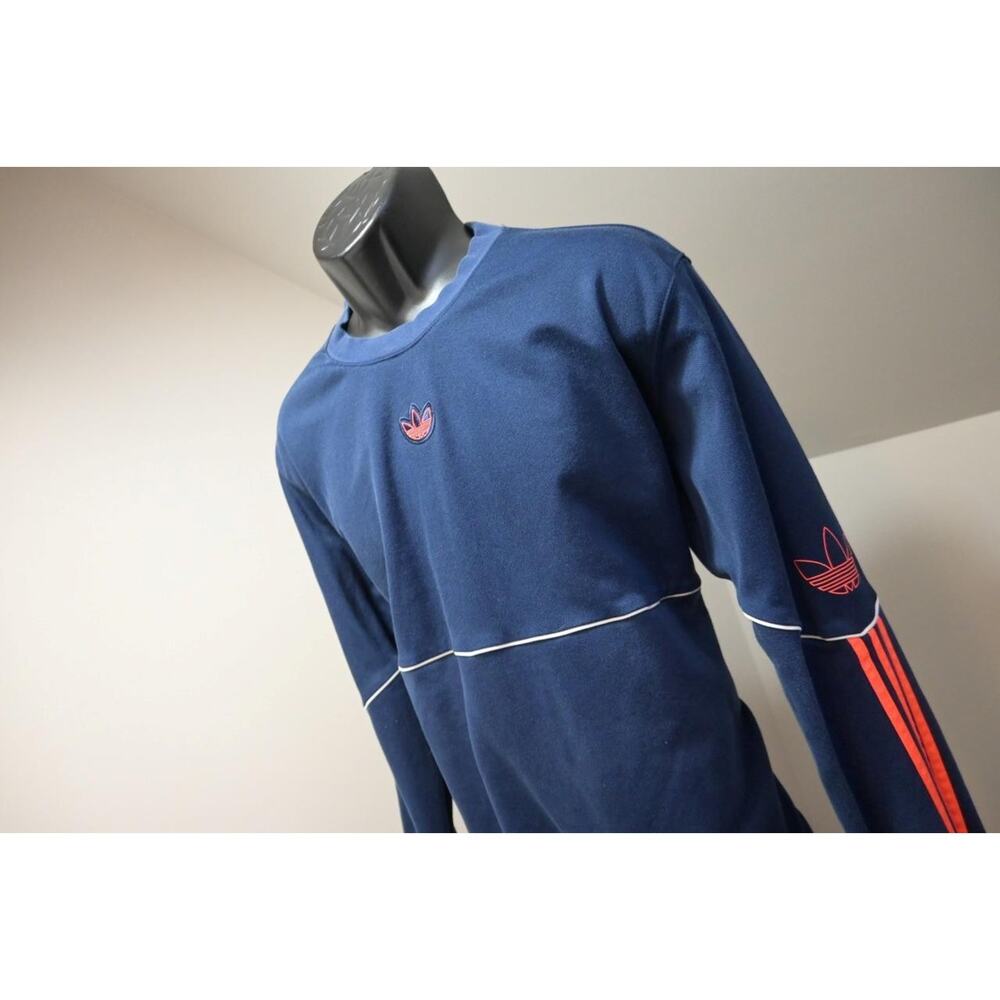 Adidas Sweat Shirt Crew Neck VTG Logo Blue Athletic Sweater Mens XL